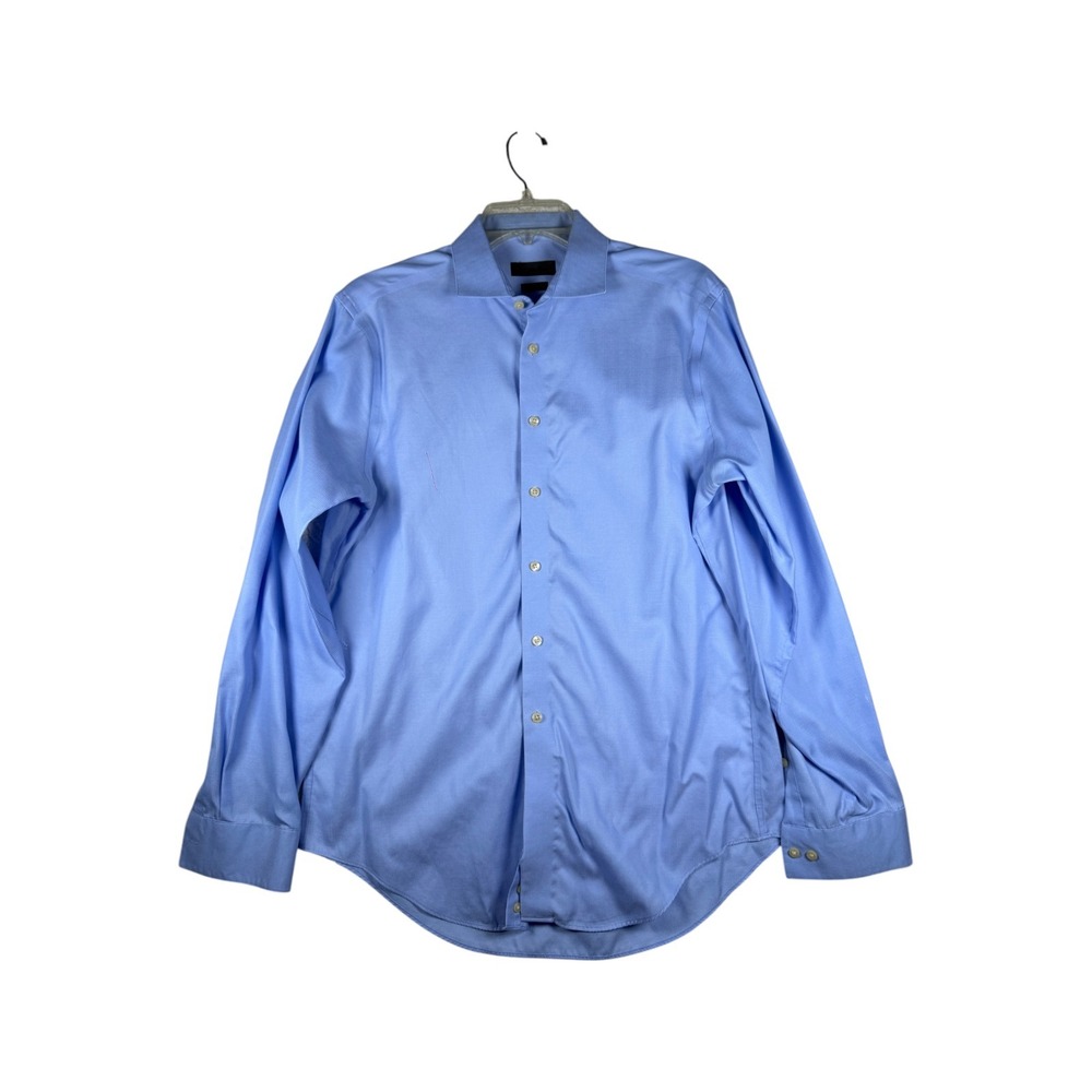 Calvin Klein Mens Slim Fit Non Iron Dress Shirt Light Blue Textured 16 34/35